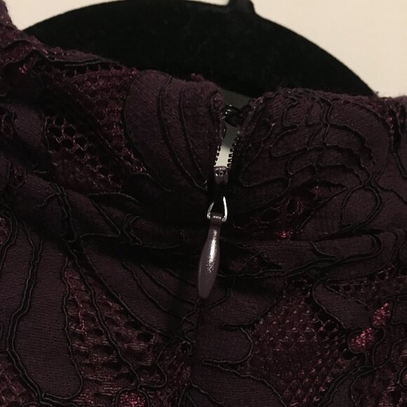 SEARS Fancy and Elegant Dark Burgundy Cotton Lace Mockneck Dress - Picture 7 of 16